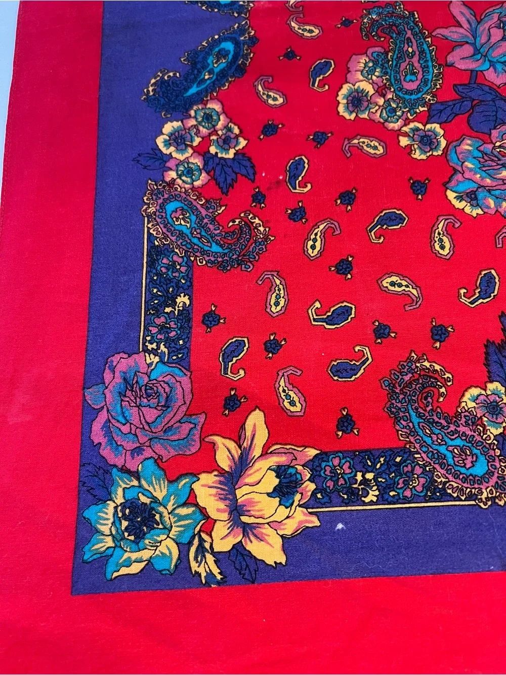 VTG Cotton USA 13960 Bandana Red Floral Paisley